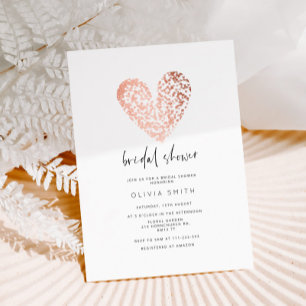 Invitation Valentines rose coeur d'or douche nuptiale