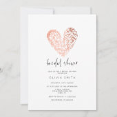 Invitation Valentines rose coeur d'or douche nuptiale (Devant)