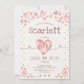 Invitation Valentines roses d'or rose amour 1er anniversaire (Devant)