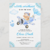 Invitation Valentines Sweetheart Blue Airplane Baby Shower (Devant)