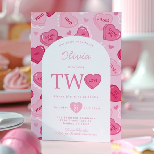 Invitation Valentines Sweetheart Candy Birthday Party