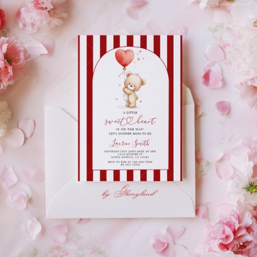 Invitation Valentines Sweetheart Teddy Bear Baby Shower