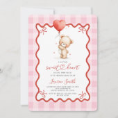 Invitation Valentines Teddy Bear Baby Shower Girl (Devant)