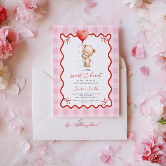 Invitation Valentines Teddy Bear Baby Shower Girl
