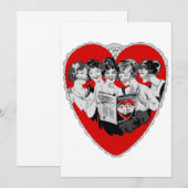 Invitation Valentines vintages jour coeur téléphone (Devant / Derrière)