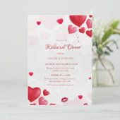 Invitation Valentne pink and red heart Rehearsal Dinner (Debout devant)