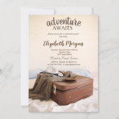 Invitation Valise Chapeau Rouge à Lèvres Fête de Retraite (Devant)