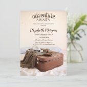 Invitation Valise Chapeau Rouge à Lèvres Fête de Retraite (Debout devant)