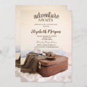 Invitation Valise Chapeau Rouge à Lèvres Fête de Retraite (Devant / Derrière)