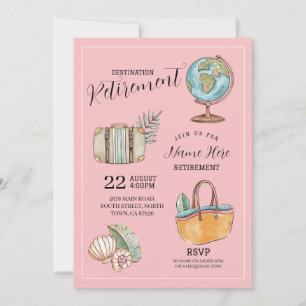 Invitation Valise de fête de retraite de voyage pour femmes R
