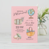 Invitation Valise de fête de retraite pour femmes Rose (Debout devant)