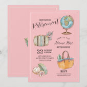 Invitation Valise de fête de retraite pour femmes Rose (Devant / Derrière)