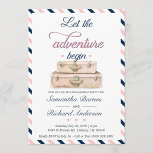 Invitation Valise d'engagement de voyage dans le monde Aventu