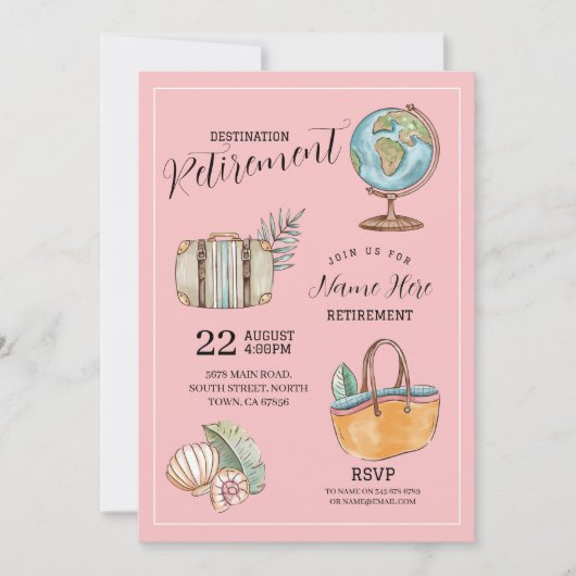 Invitation Valise Rose pour la Fête de Retraite des Femmes (Devant)