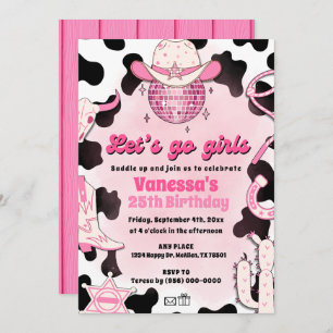 Invitation Vamos Chicas Cowgirl Space Rodéo Disco Cumpleaños