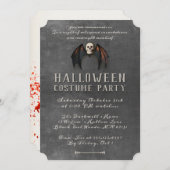 Invitation Vampire Bat Wings Skull Halloween Party (Devant / Derrière)