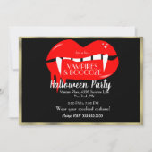 Invitation Vampire d'Halloween adulte Parti Rouge Noir et Or (Devant)