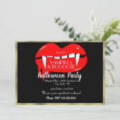Invitation Vampire d'Halloween adulte Parti Rouge Noir et Or (Debout devant)