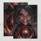 Invitation Vampire femelle souriant avec un orbe (Devant / Derrière)