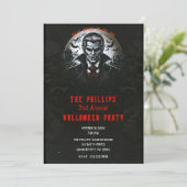 Invitation Vampire & Gothique Skuls Halloween Party (Debout devant)