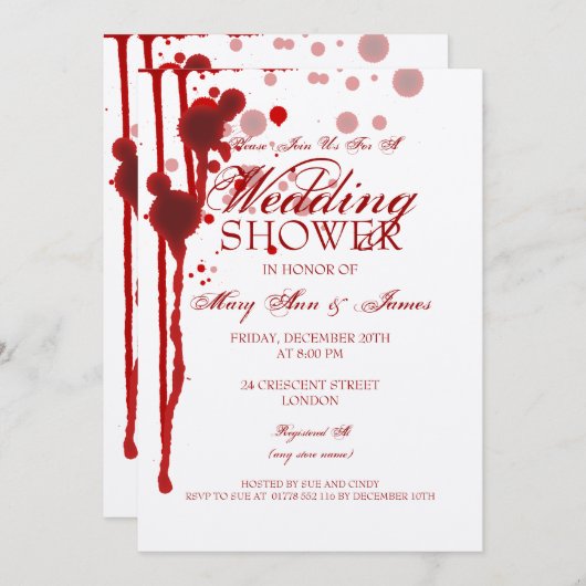 Invitation Vampire Halloween Couples Douleur faux sang (Devant / Derrière)