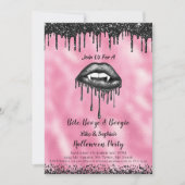 Invitation Vampire Lèvres de Parties scintillant noire Adulte (Devant)