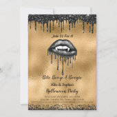 Invitation Vampire Lèvres de Parties scintillant noire Adulte (Devant)