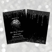 Invitation Vampire Parties scintillant noire lèvres et doigts