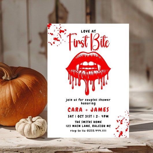 Invitation Vampire Red Lips Halloween Couples Douche