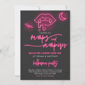 Invitation Vamps Et Vampires Neon Halloween Cocktail Party (Devant)