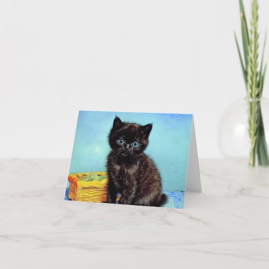Invitation Van Gogh Black Kitten avec fils (Devant)