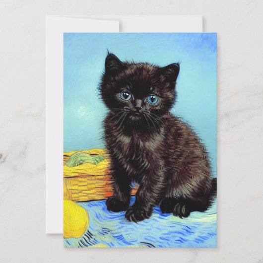 Invitation Van Gogh Black Kitten avec fils (Devant)