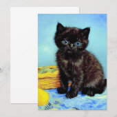 Invitation Van Gogh Black Kitten avec fils (Devant / Derrière)