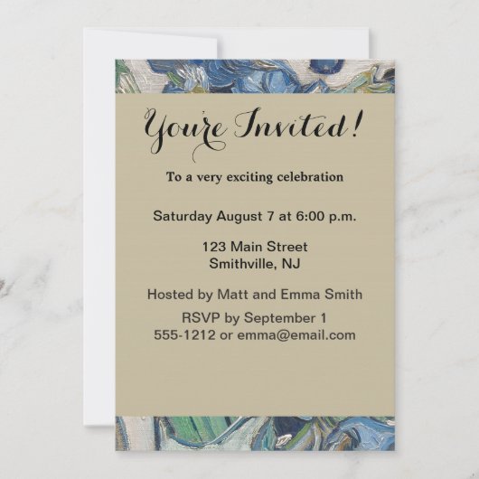 Invitation Van Gogh Iris Vase Peinture Impressionnisme (Devant)