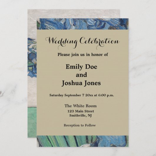 Invitation Van Gogh Iris Vase Peinture Impressionnisme (Devant / Derrière)