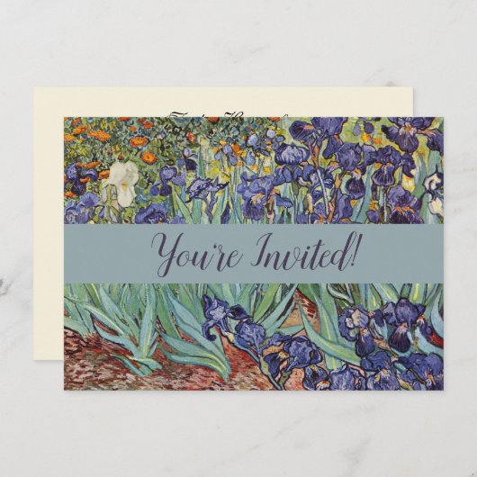 Invitation Van Gogh Irises Peinture impressionniste (Devant / Derrière)