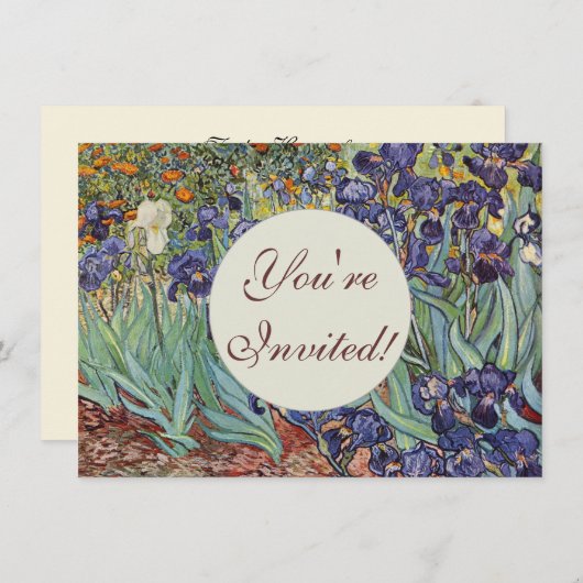 Invitation Van Gogh Irises Peinture impressionniste (Devant / Derrière)