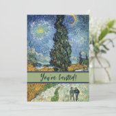 Invitation Van Gogh Road Avec Cyprès Impressionnisme (Debout devant)