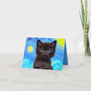 Invitation Van Gogh Starry Night Black Cat