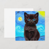 Invitation Van Gogh Starry Night Black Cat (Devant / Derrière)