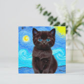 Invitation Van Gogh Starry Night Black Cat (Debout devant)