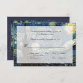 Invitation Van Gogh Starry Night rsvp (Devant / Derrière)