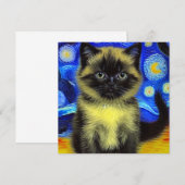 Invitation Van Gogh Starry Nuit Siamese Cat (Devant / Derrière)