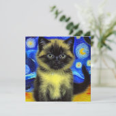 Invitation Van Gogh Starry Nuit Siamese Cat (Debout devant)