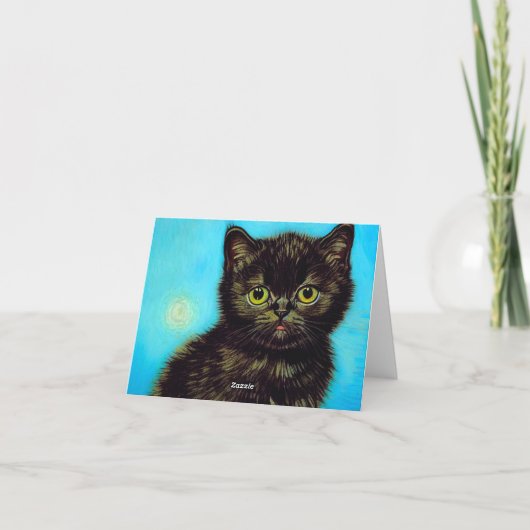 Invitation Van Gogh Style Pouting Kitten (Dos)