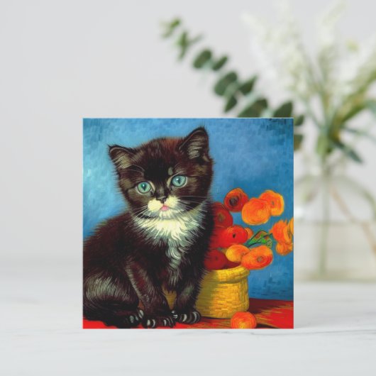 Invitation Van Gogh Tuxedo Cat (Debout devant)
