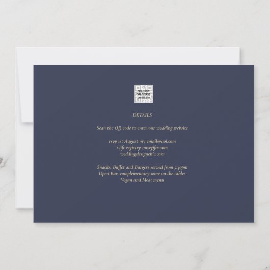 Invitation Van Gough Starry Nuit Mariage Inviter QR Code RSVP (Dos)