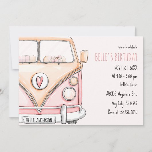 Invitation van rose vintage (Devant)