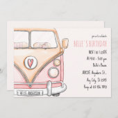 Invitation van rose vintage (Devant / Derrière)