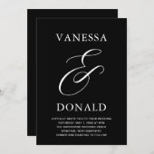 Invitation Vanessa Black Mariage moderne (Devant / Derrière)